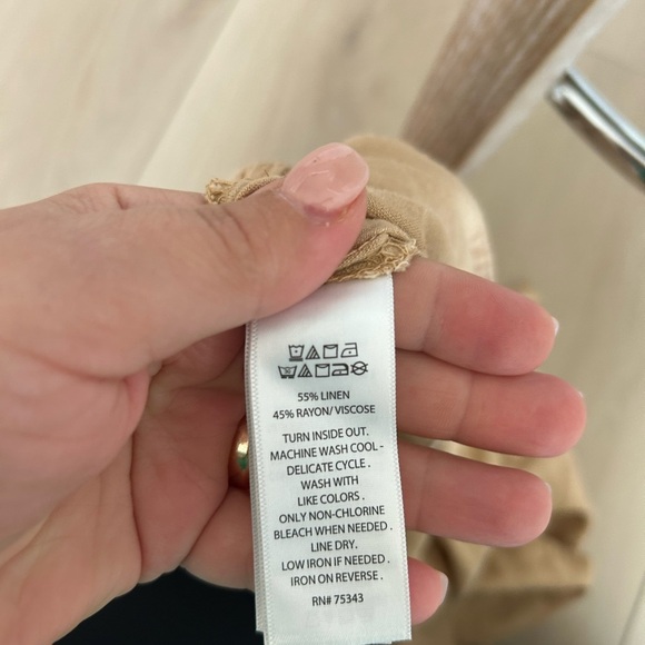 Rachel Roy Linen blend Faux Wrap Skirt Size large Beige Tan with Pocket beach - Picture 7 of 8